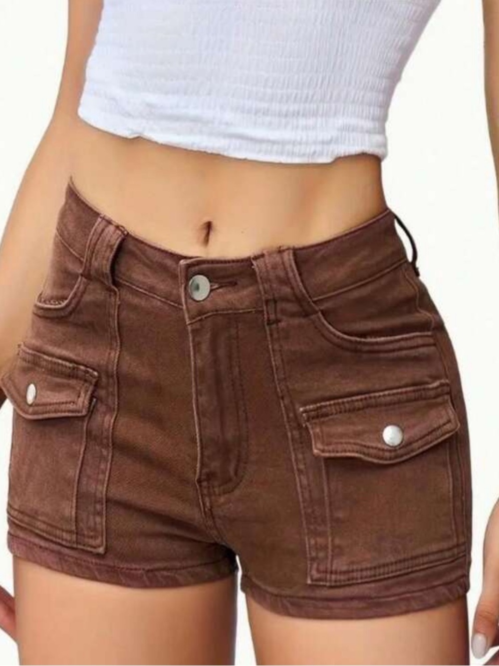 Brown High Waisted Cargo Shorts Utility Pocket Y2K | NWOT